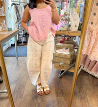 Peach Love - Vintage Baroque Floral Gypsy Fit Pants