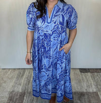 Umgee - Border Print V-neck Midi Dress