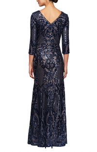 Alex Evenings - Sequin 3/4 Sleeve Mermaid Dress