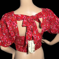 Band Of The Free - Joelle Floral Smocked Cropped Blouse