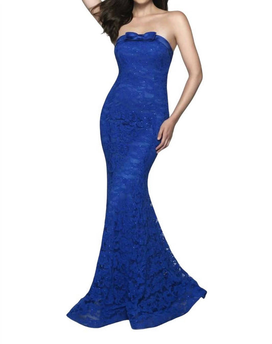 Blush Prom - Lace Strapless Mermaid Gown