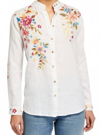 Johnny Was - Amara Floral Embroidered Mandarin Collar Long Sleeve Shirt