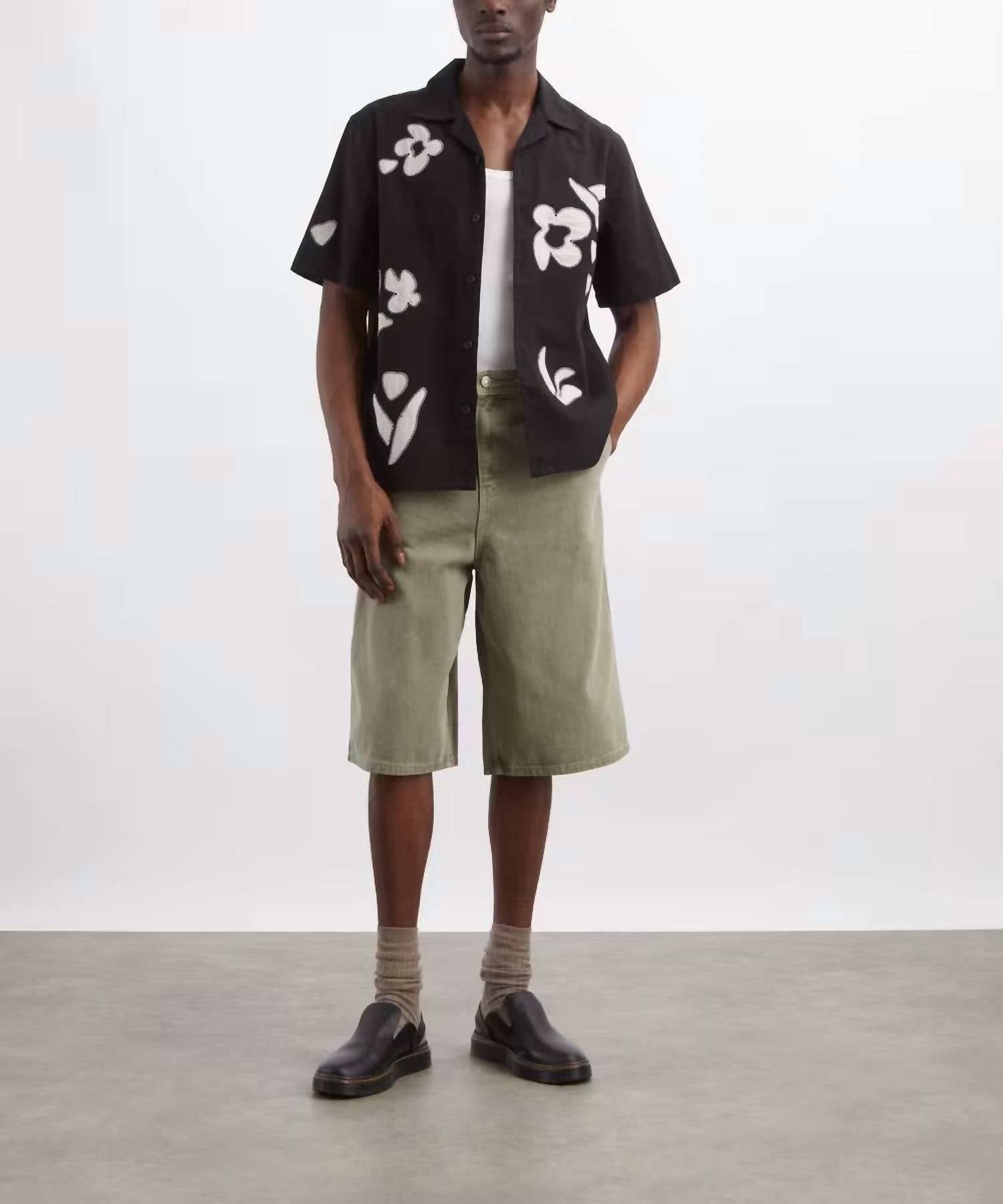 Wax London - Didcot Abstract Appliqué Short Sleeve Shirt