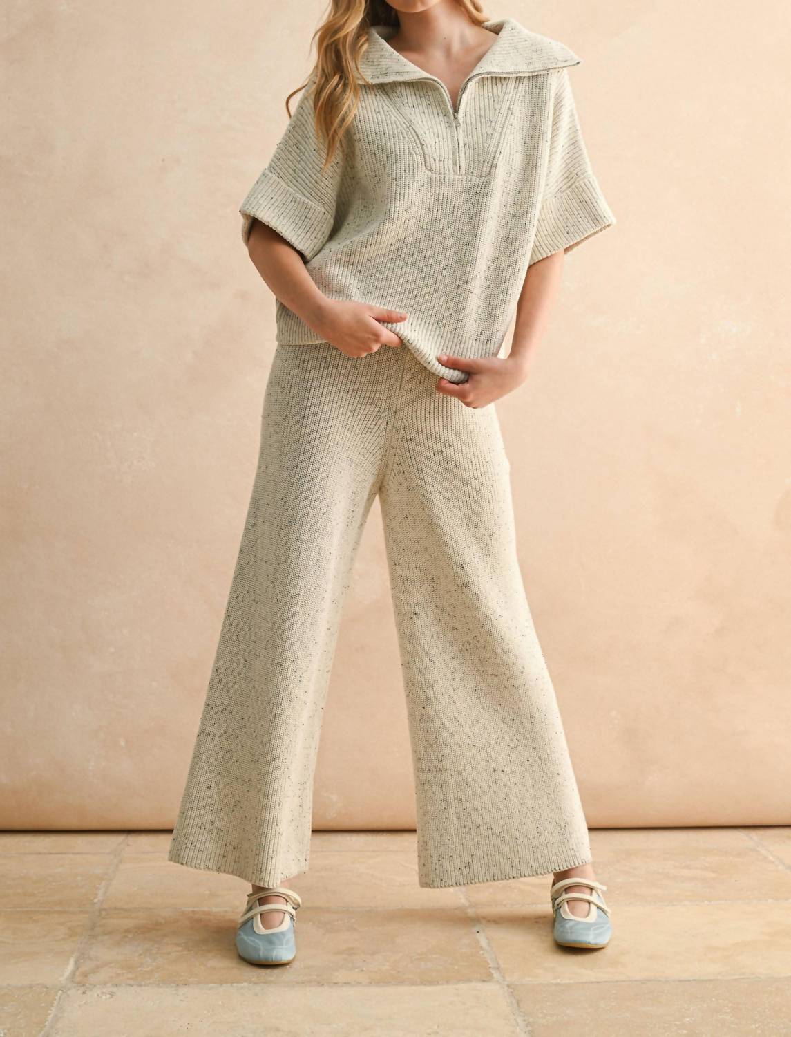 Miou Muse - Salt And Pepper Knitted Pants