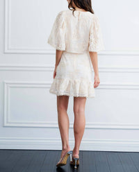 Ciebon - Kyky Crochet Embroidery Ruffle Mini Skirt