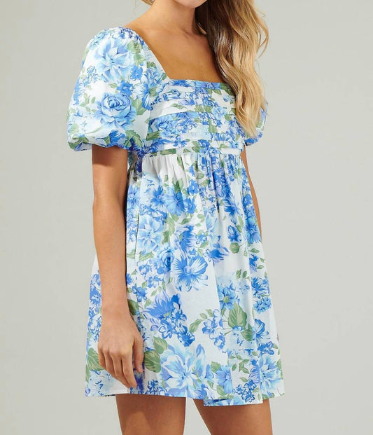 Sugarlips - Puff Sleeves Floral Mini Dress
