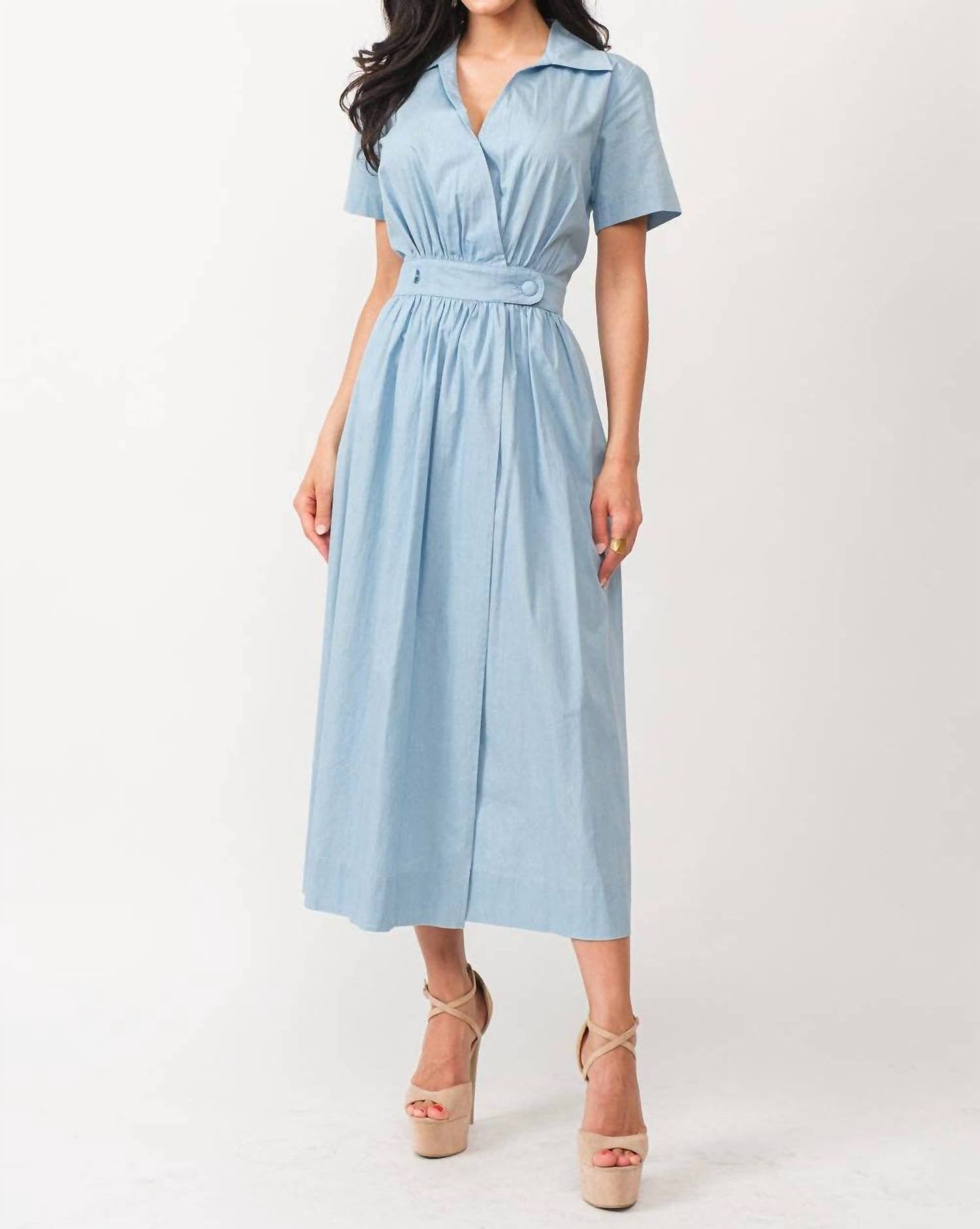 Tea & Cup - Short Sleeve A-line Midi Dress