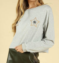 Honey Punch - Jeweled Star Cropped Long Sleeve Top