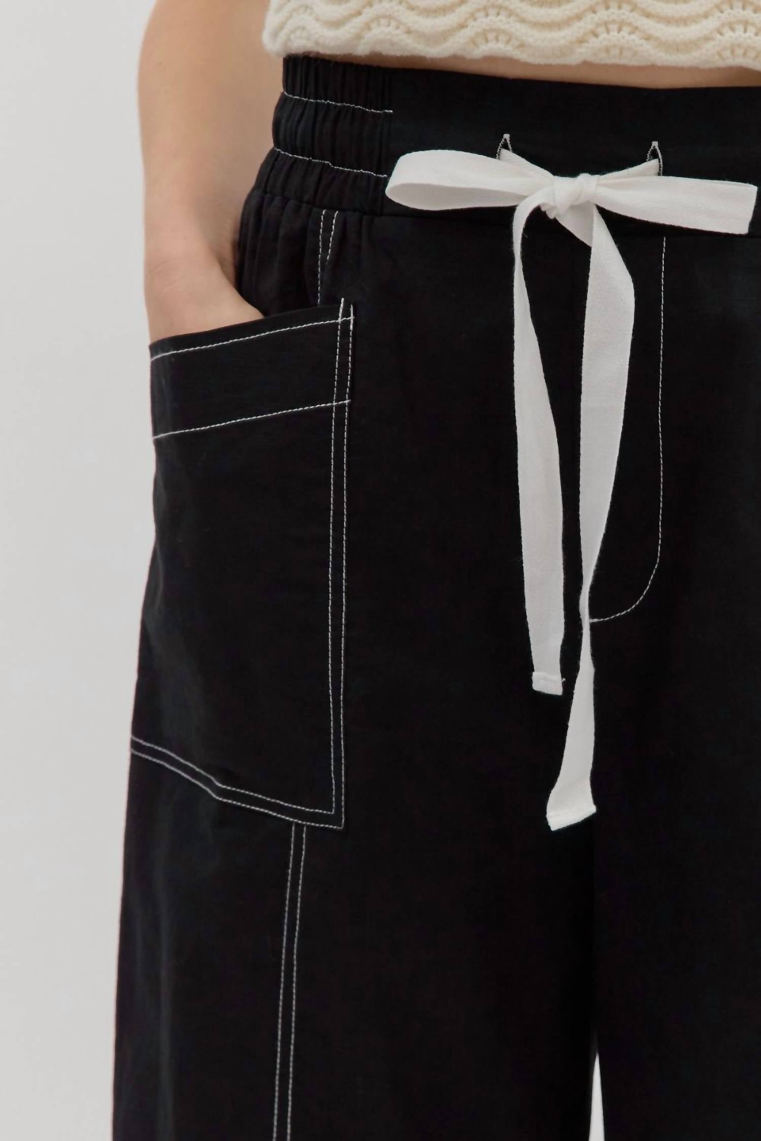 Entro - Penelope High-waist Drawstring Wide-leg Pants