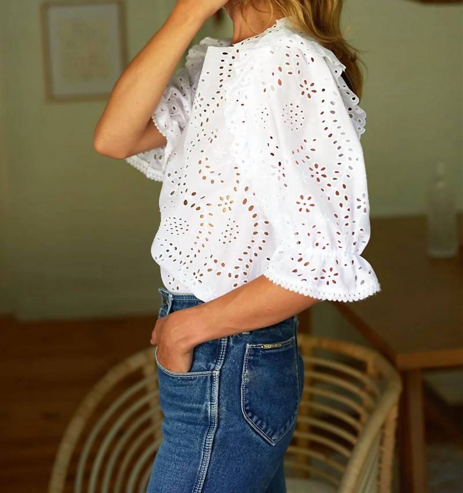 Emerson Fry - Eyelet Pearl Blouse