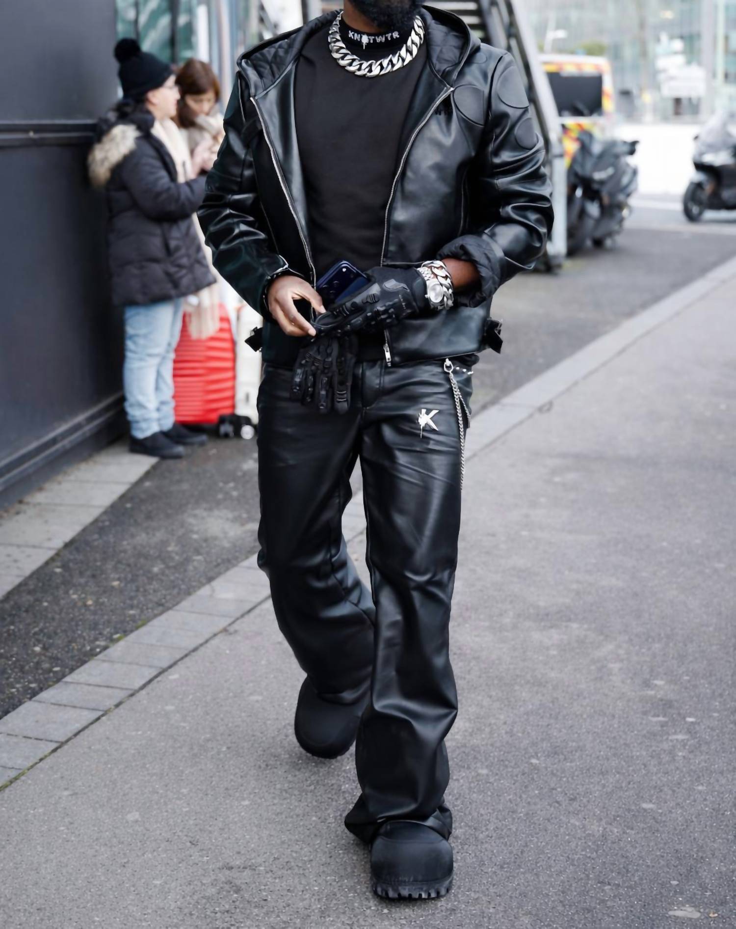 knotWTR Unisex I’m Worth A Lot Leather Jacket With Hood in black - women's jacket - view 9