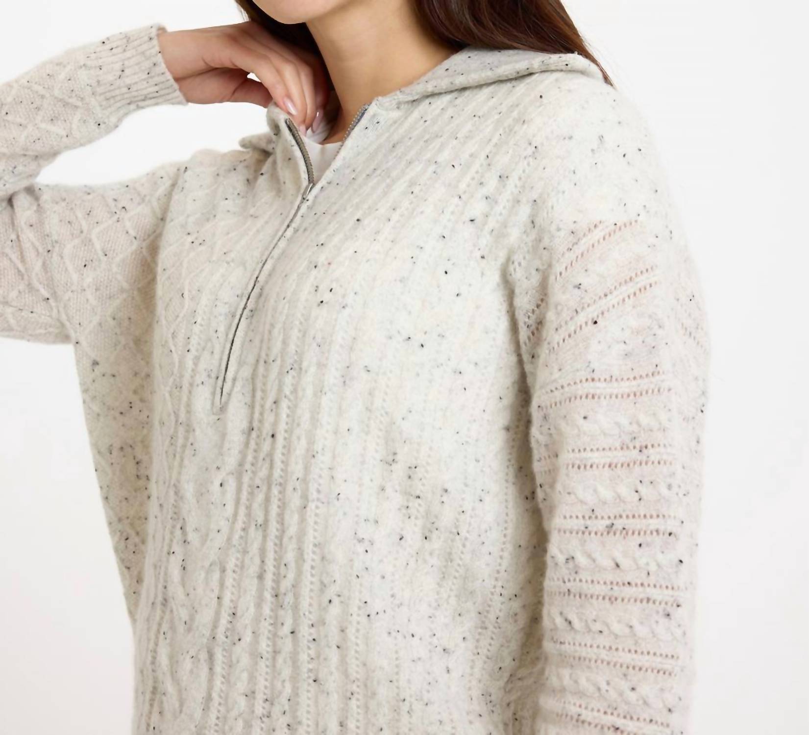 Brodie Cashmere - Mix Cable Cashmere Half Zip Jumper