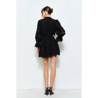 INA Fashion Delicate Lace-panel Flare Mini Dress in black - women's dress - view 5