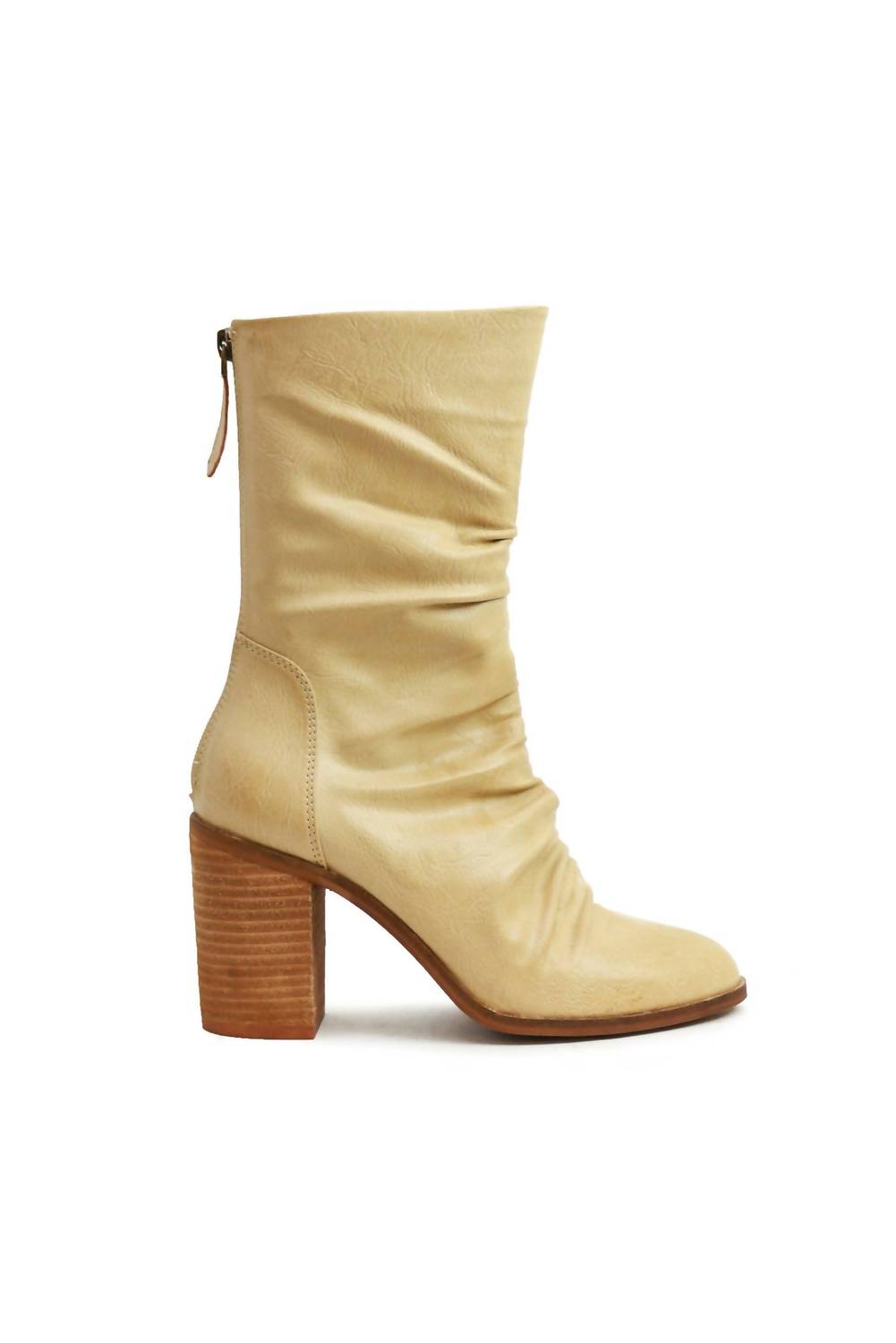 BEAST FASHION Women's Ciena Slouchy Mid-calf Boot in beige - women's shoe
