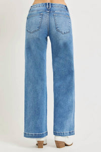 Risen - Tummy Control Mid Rise Wide Straight Jeans