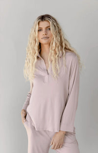 Cozy Earth - Women's Bamboo Long Sleeve Polo Top