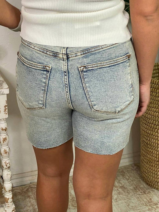 Judy Blue - High Waisted Mineral Wash Destroy Boyfriend Shorts