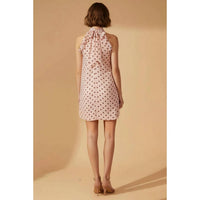 Skylar Rose Polka Dot Halter Mini Dress in blush combo - women's dress - detail view