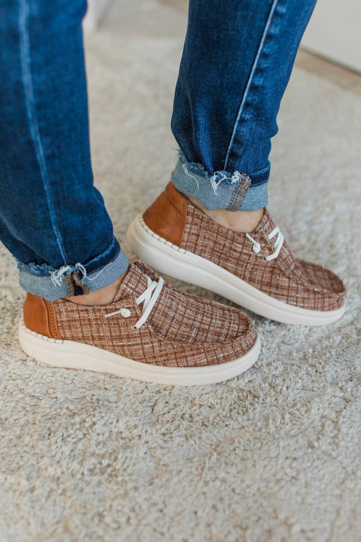Corkys Footwear Women's Tweed Kayak Shoes in tan - women's flats - detail view
