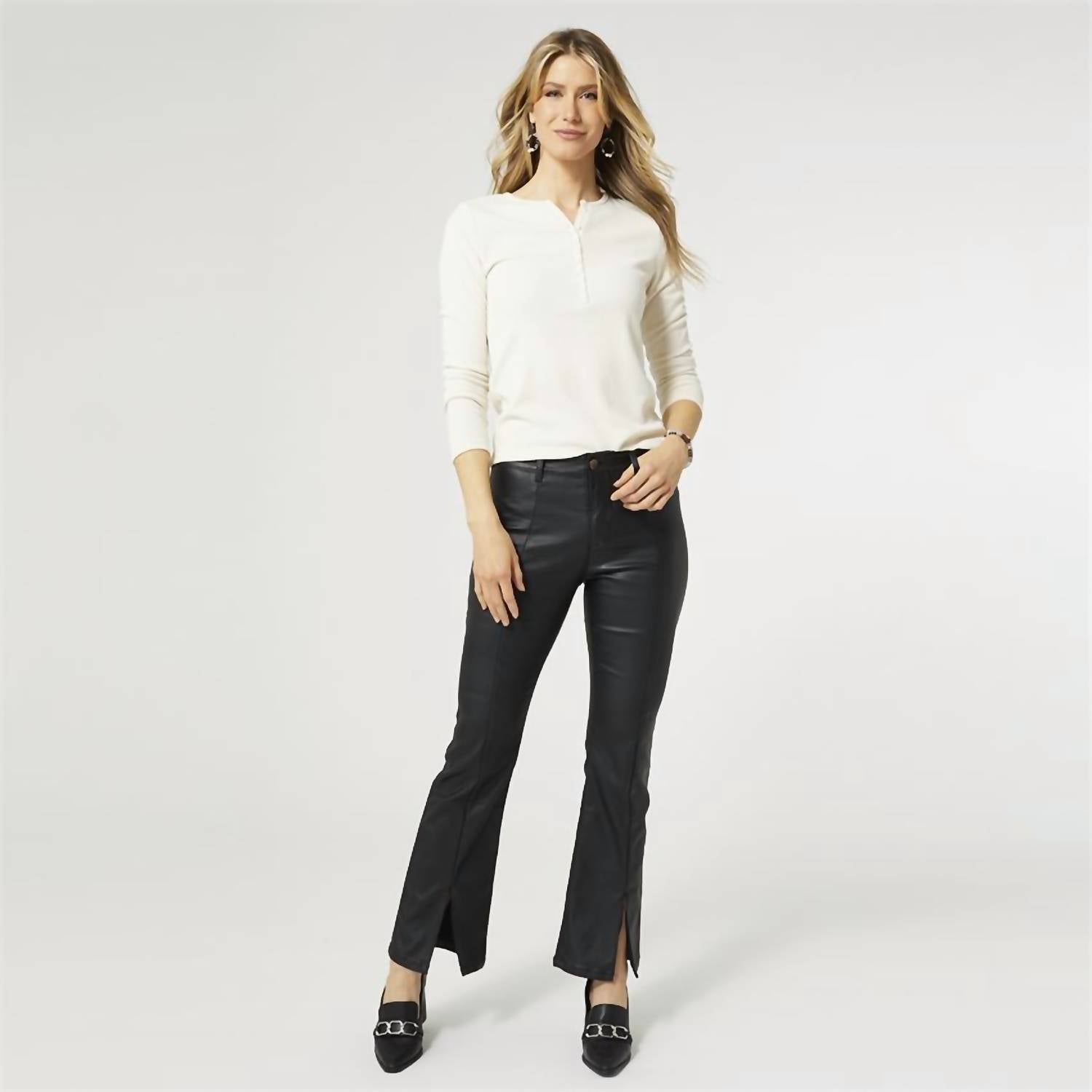 Coco + Carmen - Zoey Zip Bootcut Faux Leather with Front Slit Jean