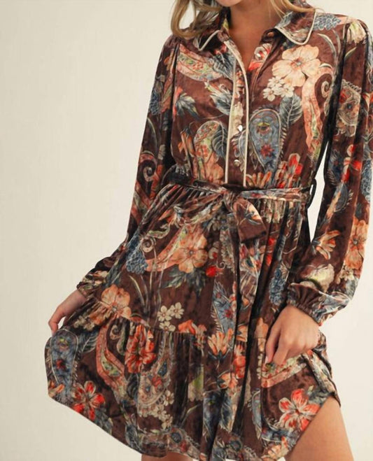 Jodifl - Floral Paisley Waist Tie Dress
