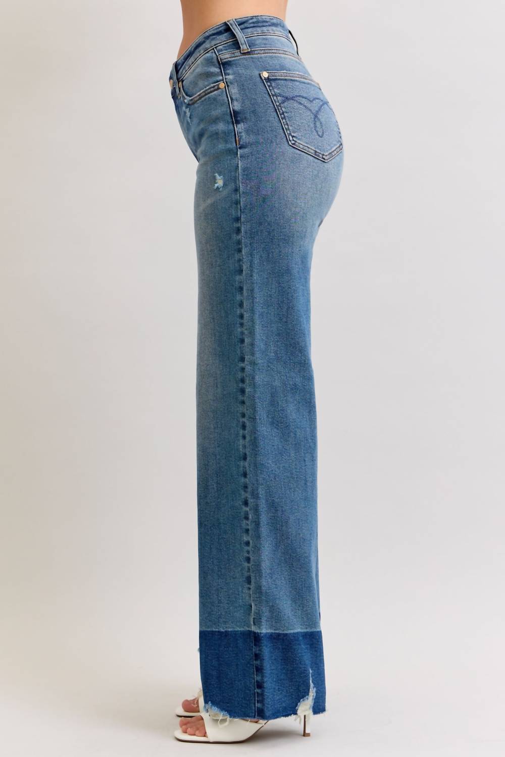 Judy Blue High Rise Column Straight Leg Jean in blue - women's jeans - alternate view