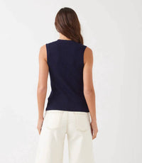 Karen Kane - Sleeveless Ruffle V-Neck Sweater