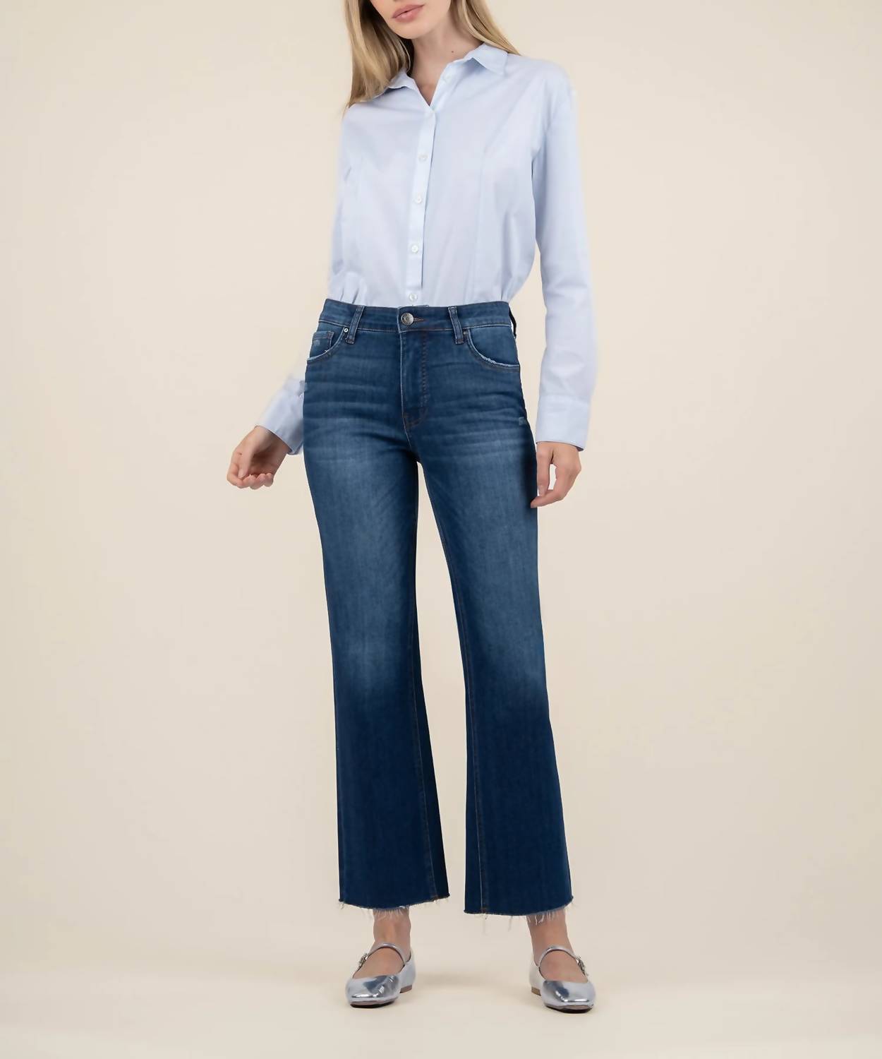 KUT FROM THE KLOTH Kelsey High Rise Fab Ab Ankle Flared Jeans in royal - women's jeans