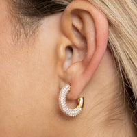 Sahira Jewelry Design - Women's Demi Pave Hoop Earrings