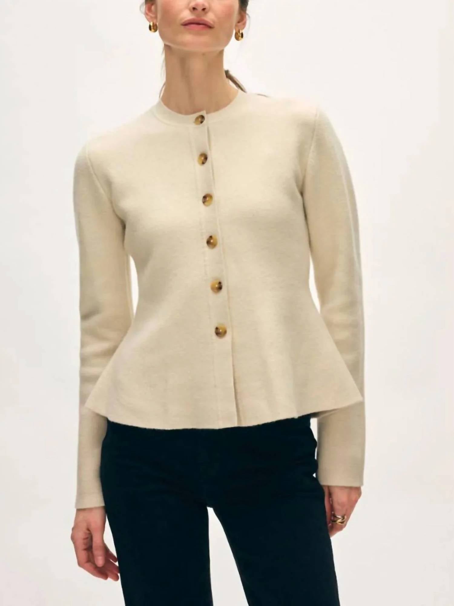 White + Warren - Cashmere blend peplum cardigan