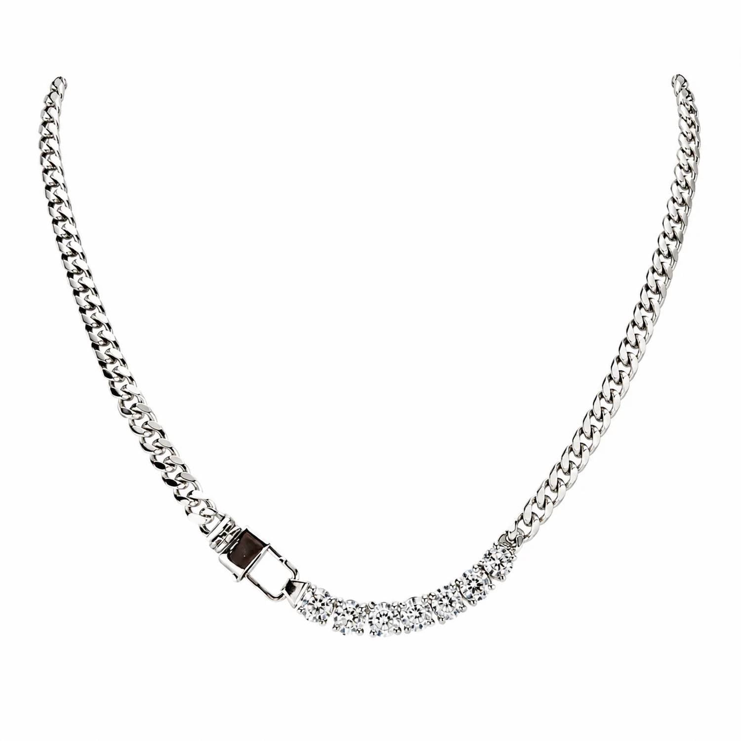 No Whining Designing - Women's 7 Stud Diamond Necklace