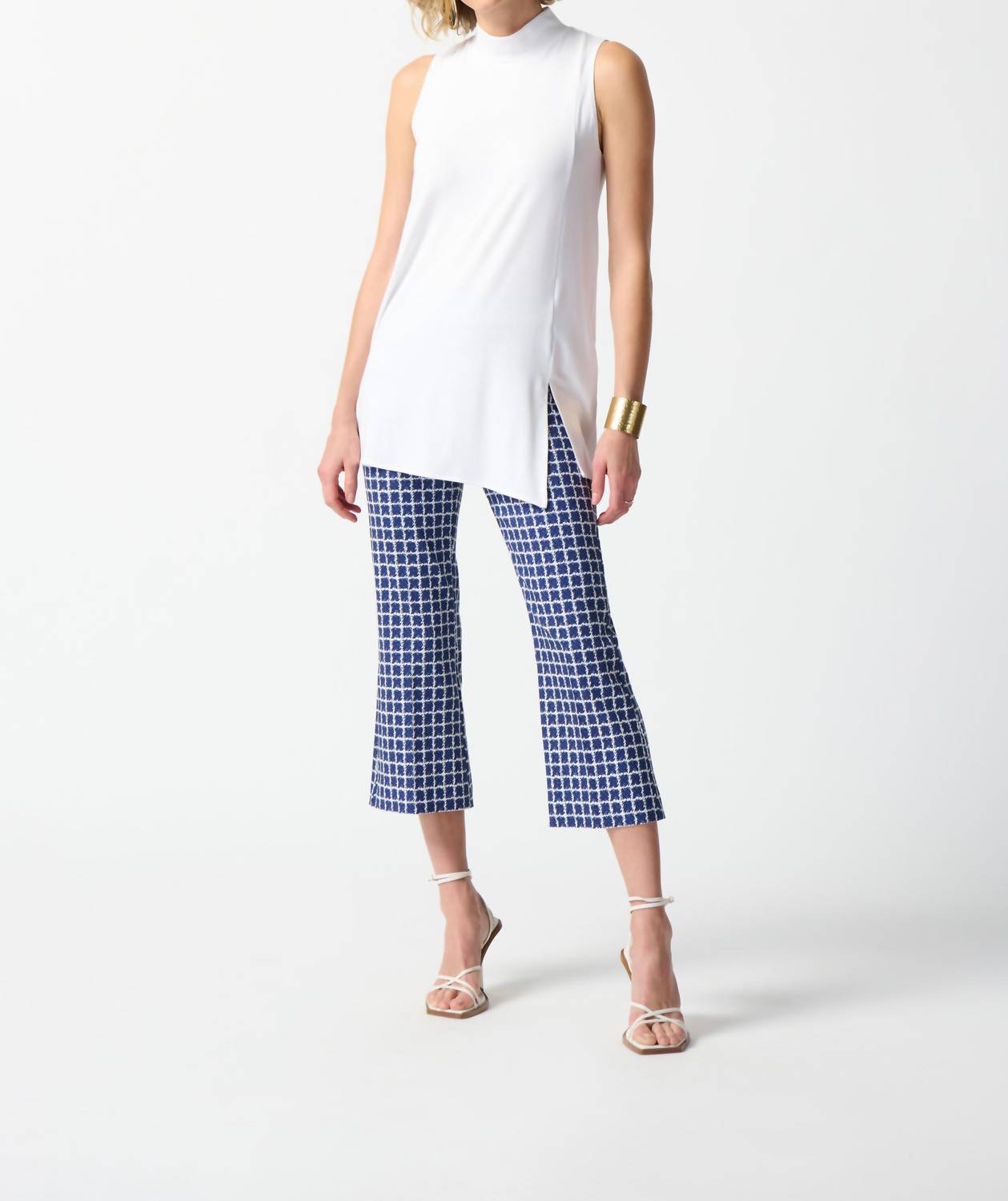 Joseph Ribkoff - Windowpane Print Cropped Pants