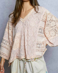 Pol - Romantic Lightweight V Neck Airy Lace Top