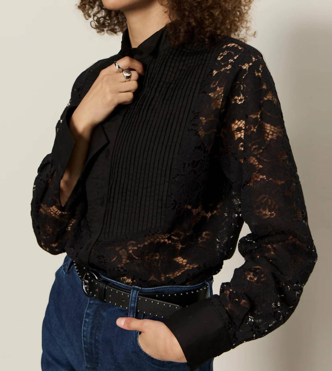Sanctuary - Serendipity Lace Tuxedo Shirt