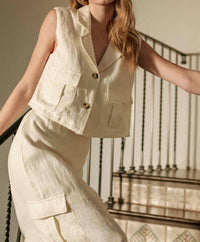 Miou Muse - Women's Linen Cargo Vest