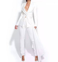 Miss Circle - Women Vandra White Draping Blazer Jacket