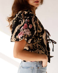 Sofie The Label - GENEVIEVE PUFF SLEEVE TIE-FRONT TOP