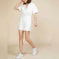 Skies Are Blue - Collared Shorts Romper