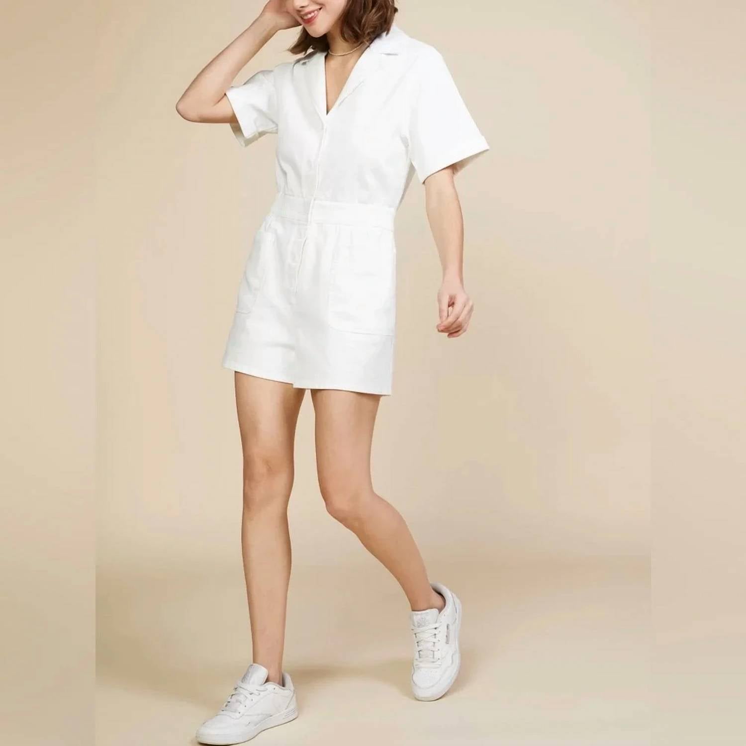 Skies Are Blue - Collared Shorts Romper