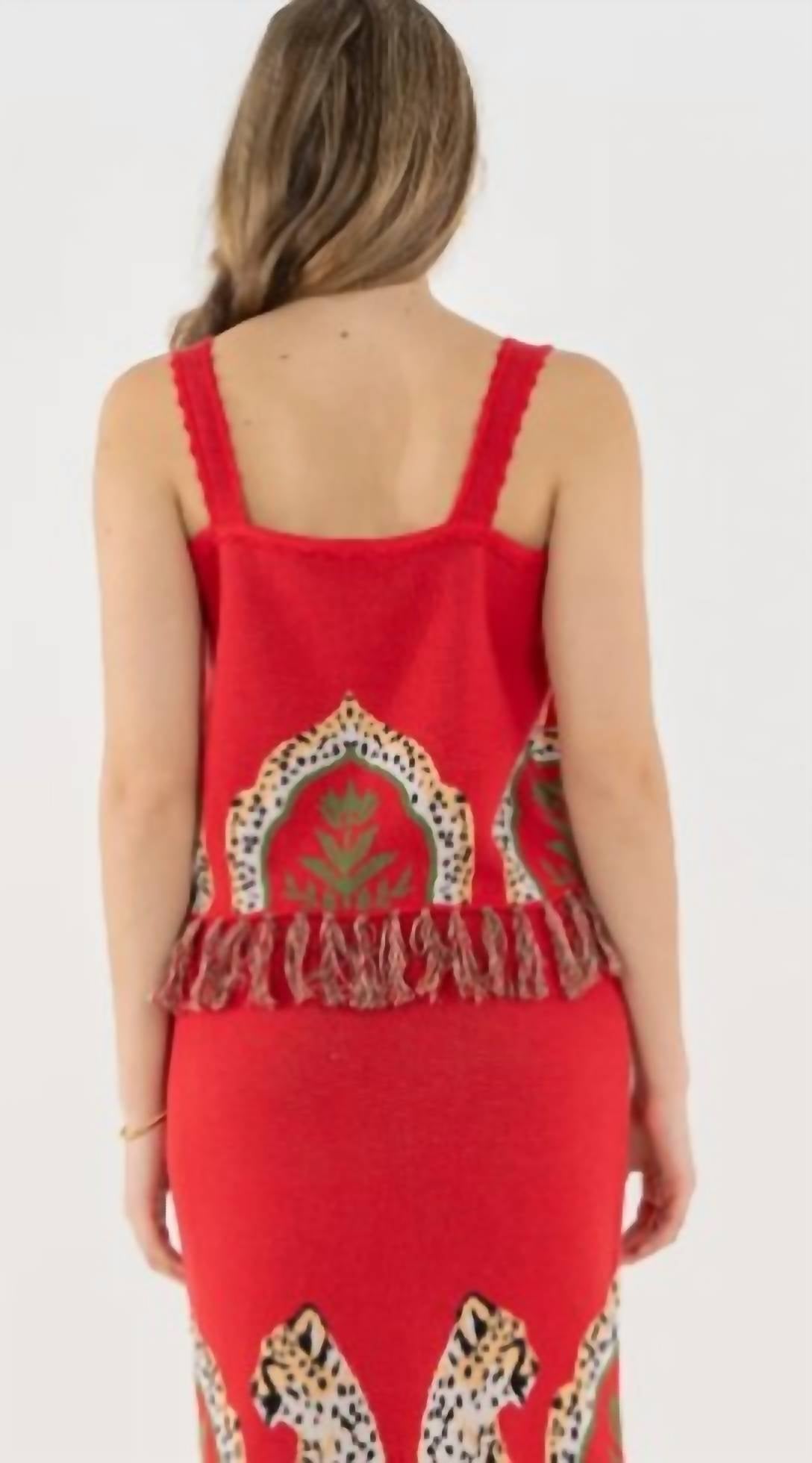 Emily McCarthy Capri Kint Tank in cheetah rogue - women's tank top - detail view