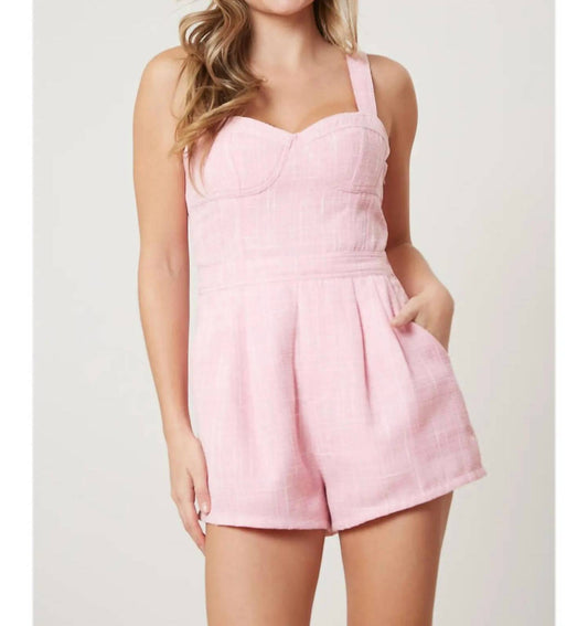 Peach Love - Tweed Bustier Romper