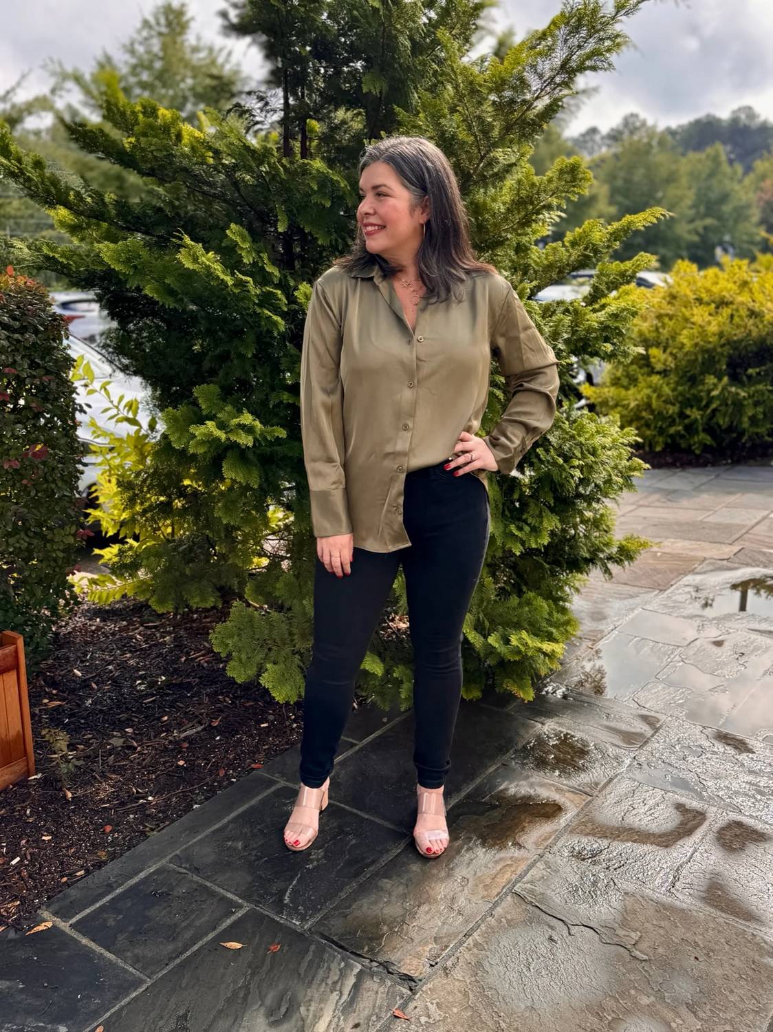 Blu Pepper - Solid Satin Button Up Woven Top