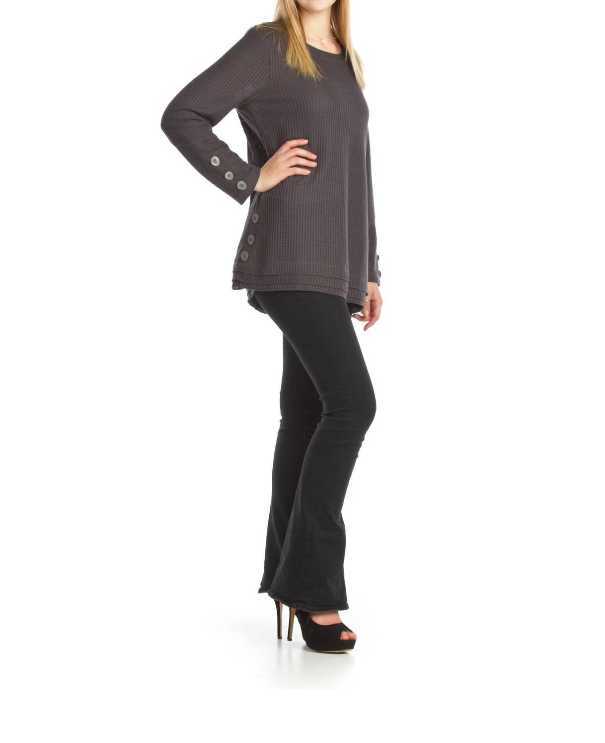 Papillon - Waffle Sweater With Button Detail