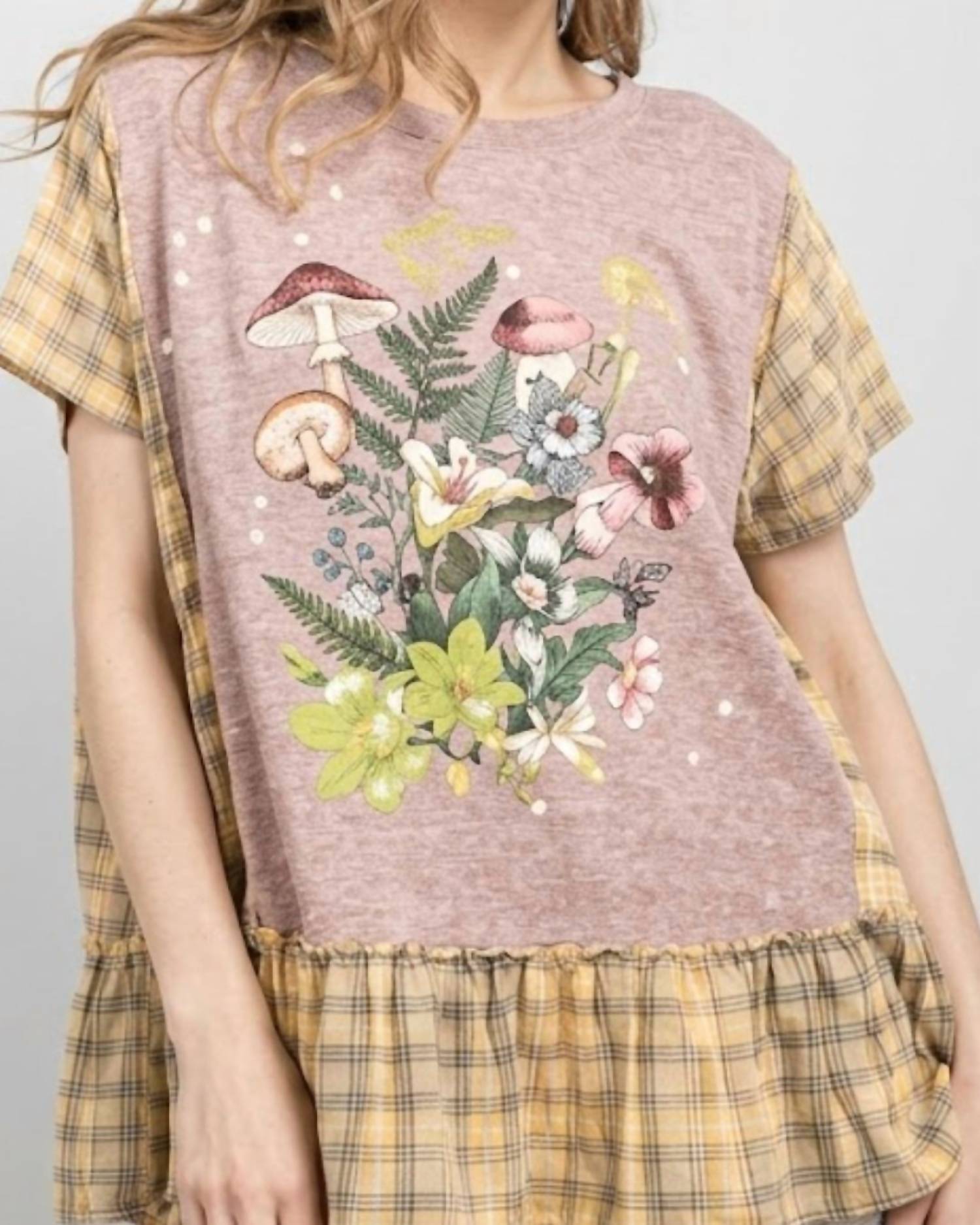 Blue Velvet - Plaid Mushroom Tee