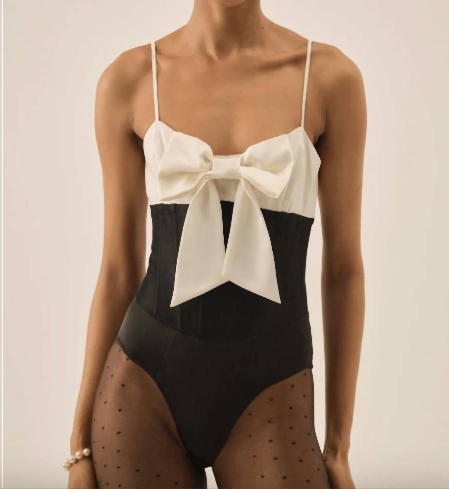 For Love & Lemons - Emalie Taffeta Spaghetti Strap Bodysuit