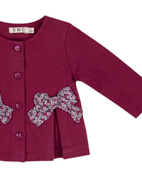 Emc - Girl's Cardigan With Button Front And Bow Detailing