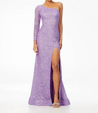 Ashleylauren - One Shoulder Sleeve Prom Dress