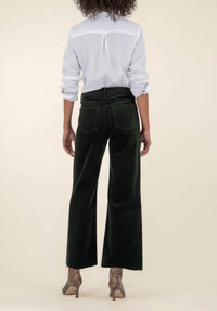 KUT FROM THE KLOTH Meg High Rise Fab Ab Wide-leg Pants in pewter green - women's pants - detail view
