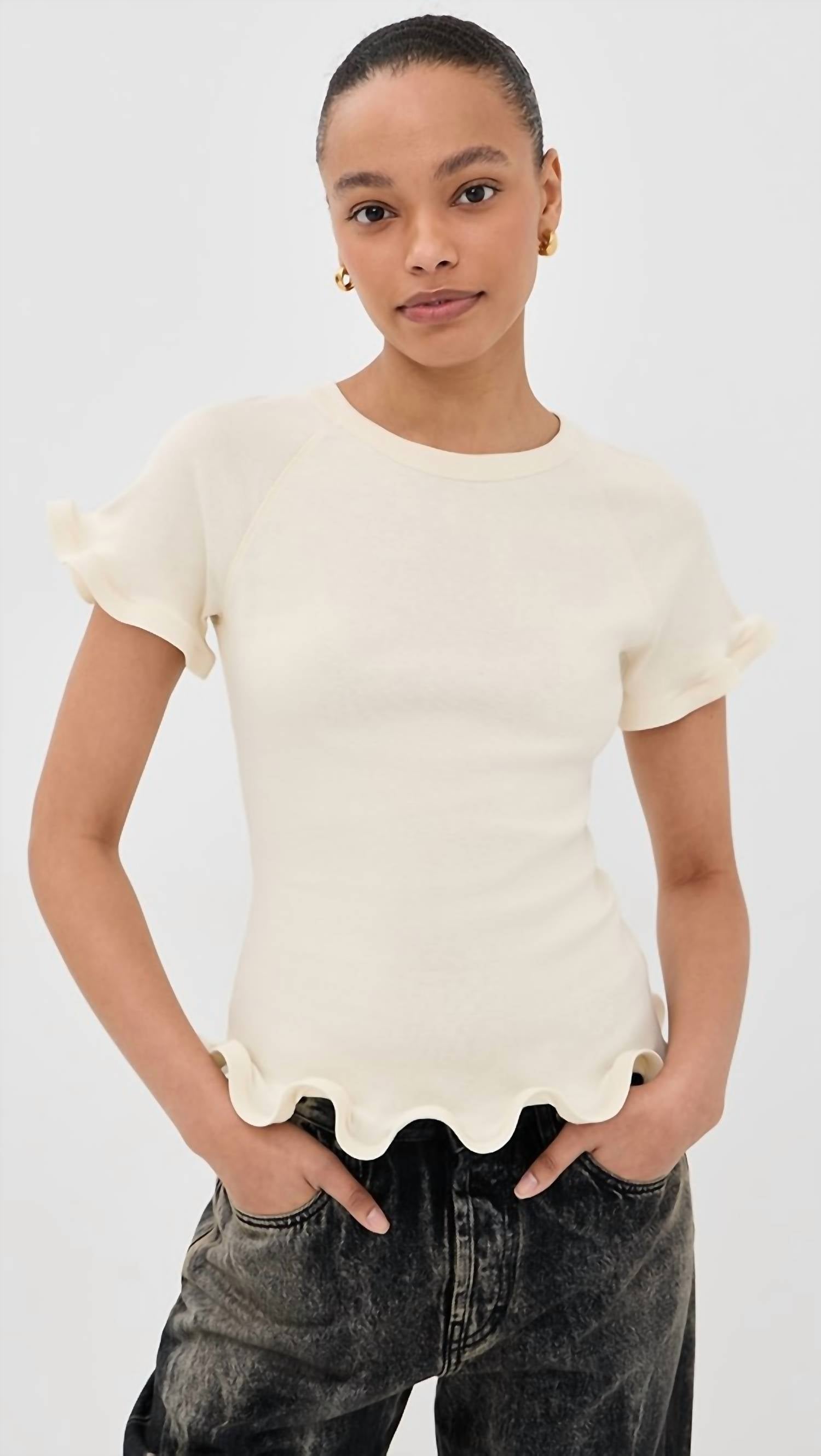 Stella Mccartney - Frilled Hem Ribbed Tee