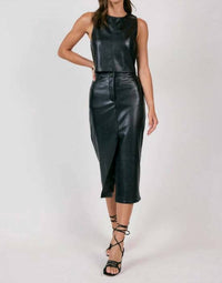 Sadie & Sage - New Era Faux Leather Sleeveless Top